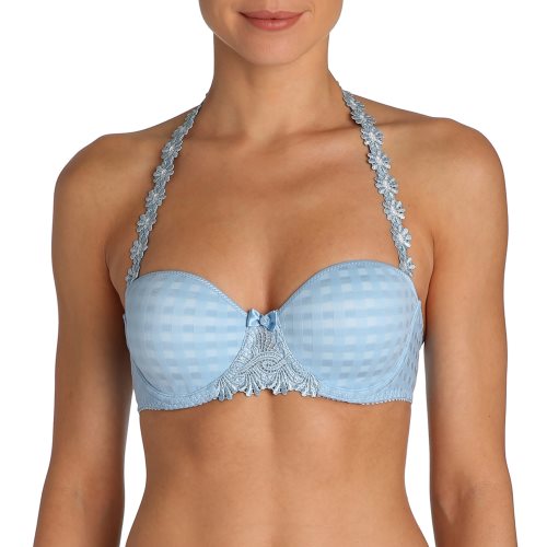 blue strapless bra